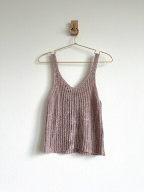 Moon & Madison Crochet Boho Festival Tank Top - Beige Open Knit - Size M